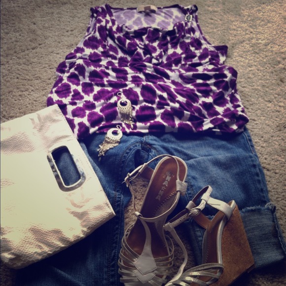 Michael Kors purple and white sleeveless top