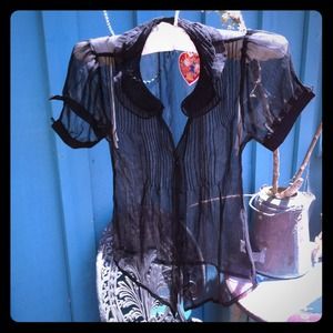 Lux brand urban outfitters sheer button up top