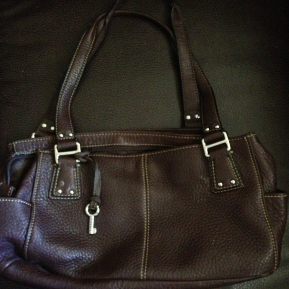 Fossil Genuine Brown Leather Handbag