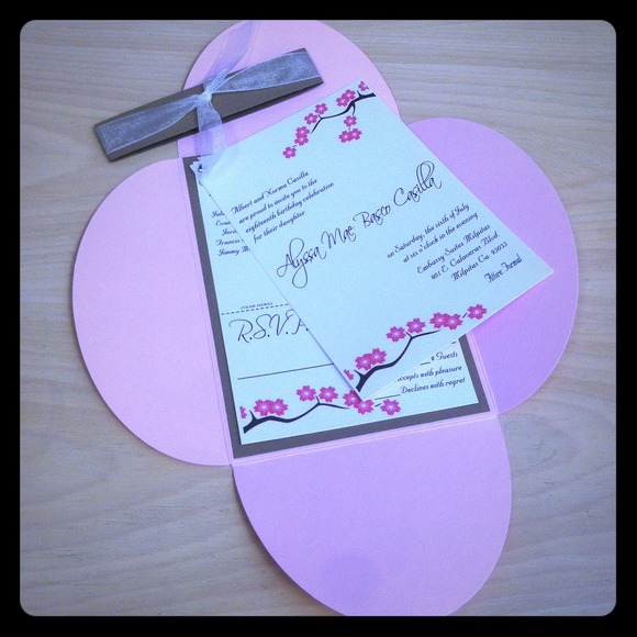 Handmade Custom Invitations - Petal fold