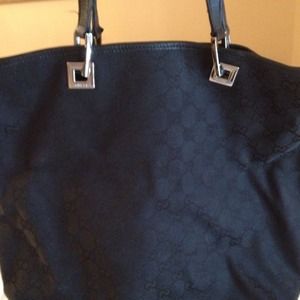 Authentic black on black gucci tote
