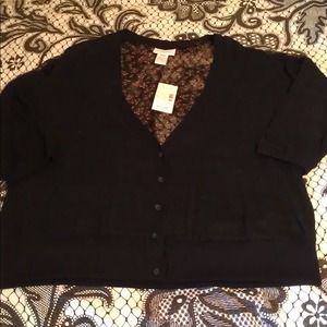 💢Sold💢Black Cardigan w/ Sheer Floral Print Back