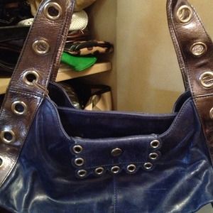 **REDUCED**Tano blue/pewter leather handbag
