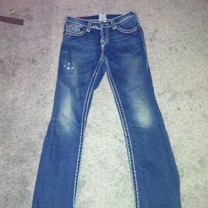 cute jeans white stitching