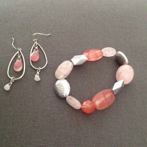 Pink bracelet and earrings