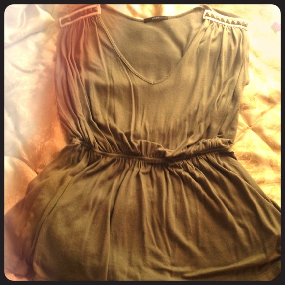 Studded shoulder empire waist