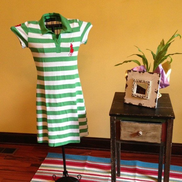 Polo by Ralph Lauren green/white striped dress, M.