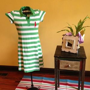 Polo by Ralph Lauren green/white striped dress, M.
