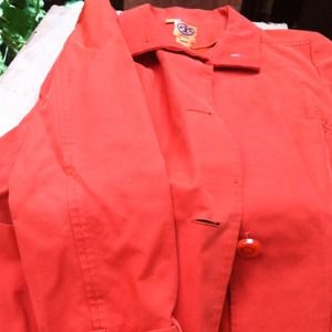Tory burch orange trench coat.