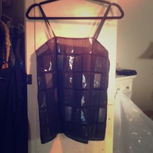Prada black sheer and plastic insert shirt