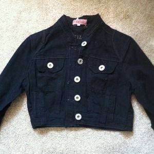 Crop black denim jacket