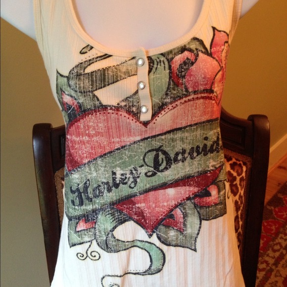 SOLD Harley Davidson Tank Top Heart Tattoo