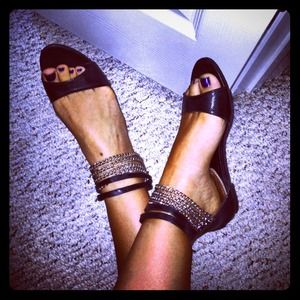 New Black sandals with chain detail