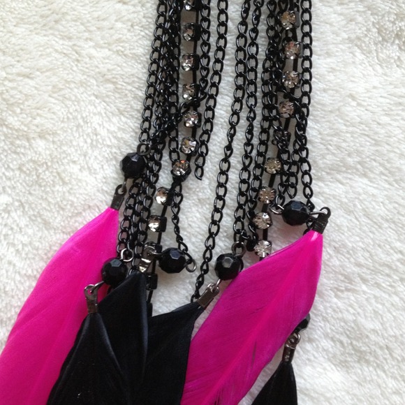 Long Rhinestone Feather Earrings! - Picture 2 of 2