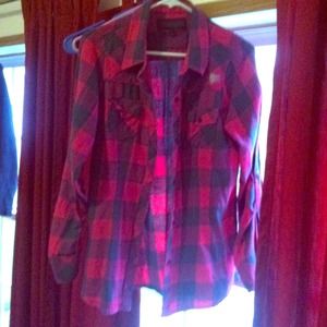 Large Fox flannel pink and dark gray