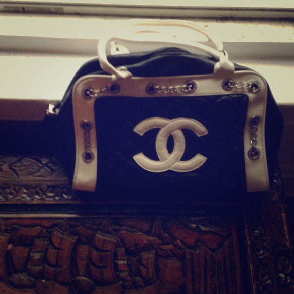 Black and white handbag