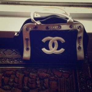 Black and white handbag