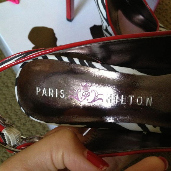 Paris Hilton Zebra Print & Red Sole Stilletos - Picture 2 of 2