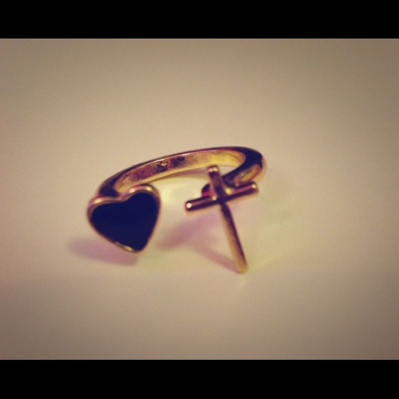 Heart and Cross Gold Ring