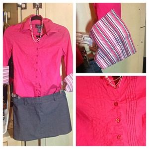 BUNDLE pink blouse and grey skirt combo