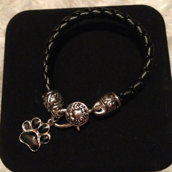 Black Paw Print Rope Bracelet