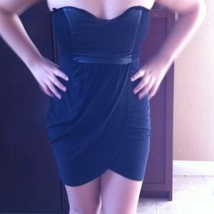 Sexy Strapless Pleather Punk Dress