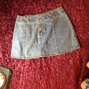 Blue asphalt denim mini skirt