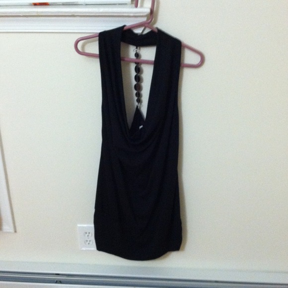 Black cowl neck halter top