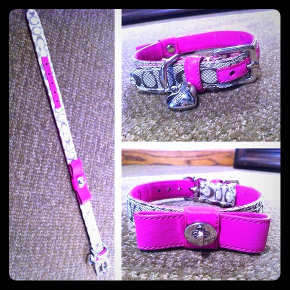 Coach Dog Collar Hot Pink Bow Sz S