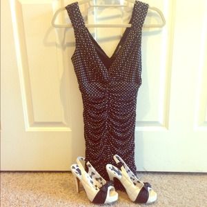 Black dress with white polka dots