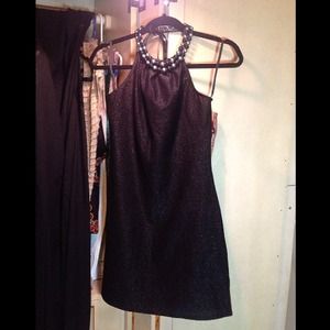 Black glitter mini dress