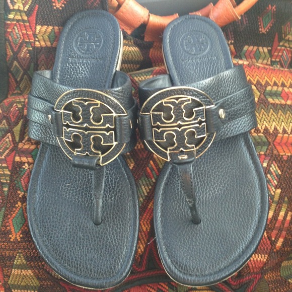 Tory Burch Amanda Black Leather Sandals