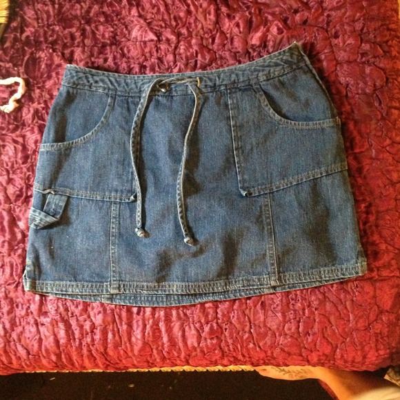 Denim skirt with shorts underneath