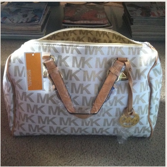 White and gold. MK Grayson style bag. Inspired