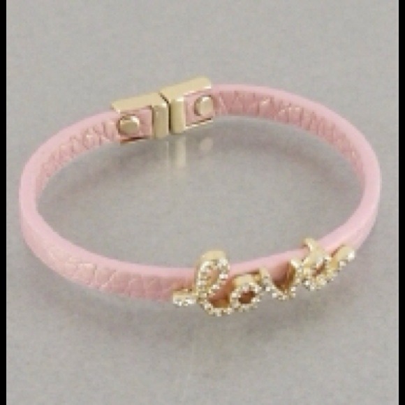 Pink Rhinestone Love Bracelet - Picture 1 of 2
