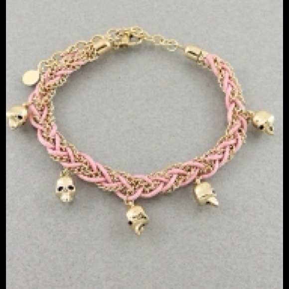 Pink Skull Chain Bracelet