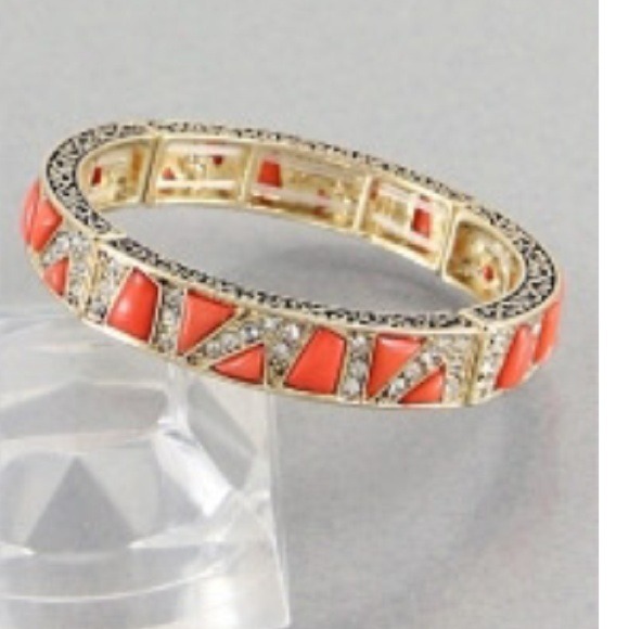 Coral Rhinestone Bracelet - Picture 2 of 2