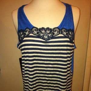 Stella MaCCartney  blue striped lace top