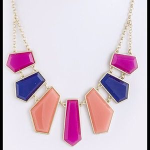 Multicolor acrylic statement necklace.