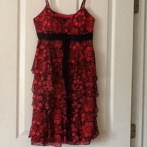 Beautiful deep pink and black silk cocktail dress
