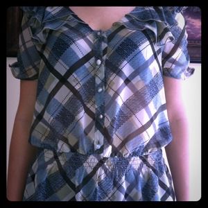 Banana Republic Shirt. Blue,black,white and cream