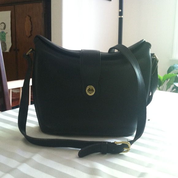 Coach black leather bucket bag