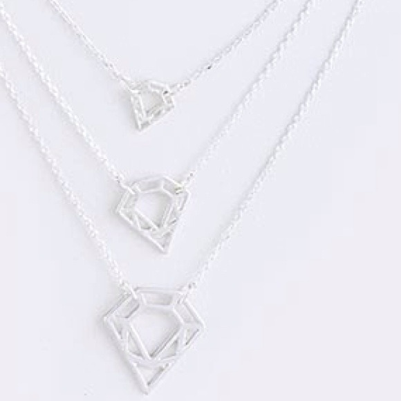 💎 Triple diamond necklace with earrings  💎 layer