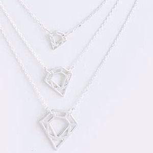 💎 Triple diamond necklace with earrings  💎 layer