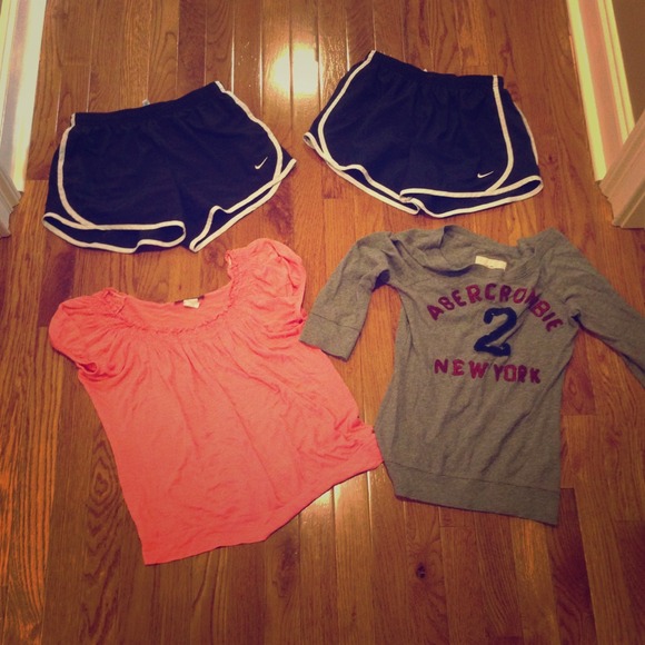 Nike shorts, Abercrombie shirt, dressy shirt