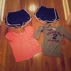 Nike shorts, Abercrombie shirt, dressy shirt