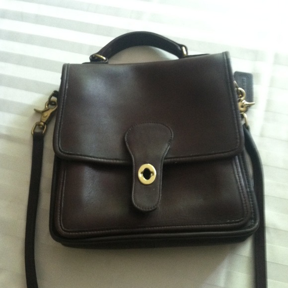 Coach brown leather flap bag