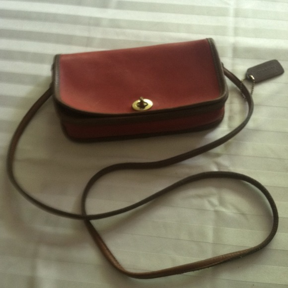 Coach red leather flap bag small