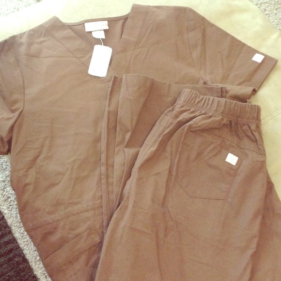NWT Brown Katherine Heigle Scrub set