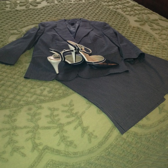 Navy blue pin striped summer suit